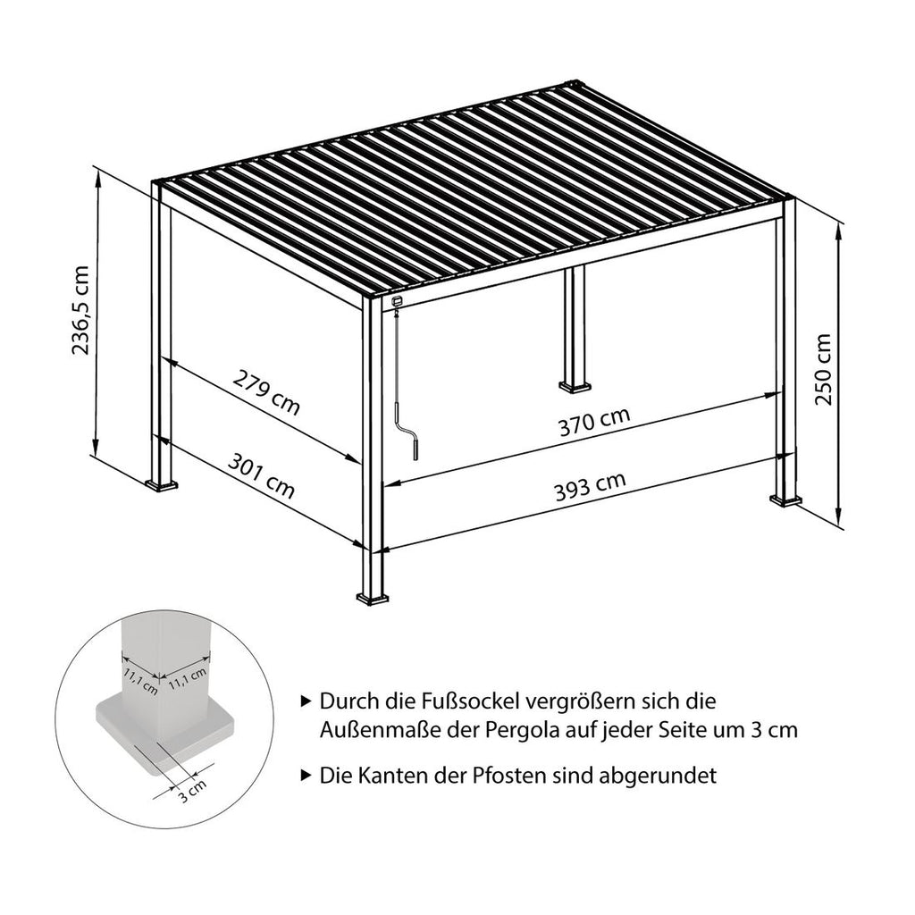 Detalj av lamelltak på Pergola Premium aluminium 400x300 cm antrasitt - Mirador