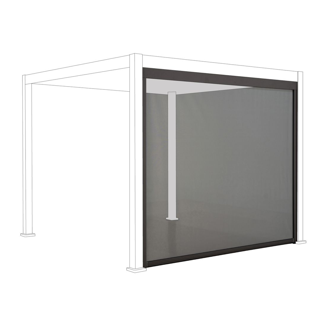 Pergola siderullegardin 370x236 cm aluminium/textilen bakside
