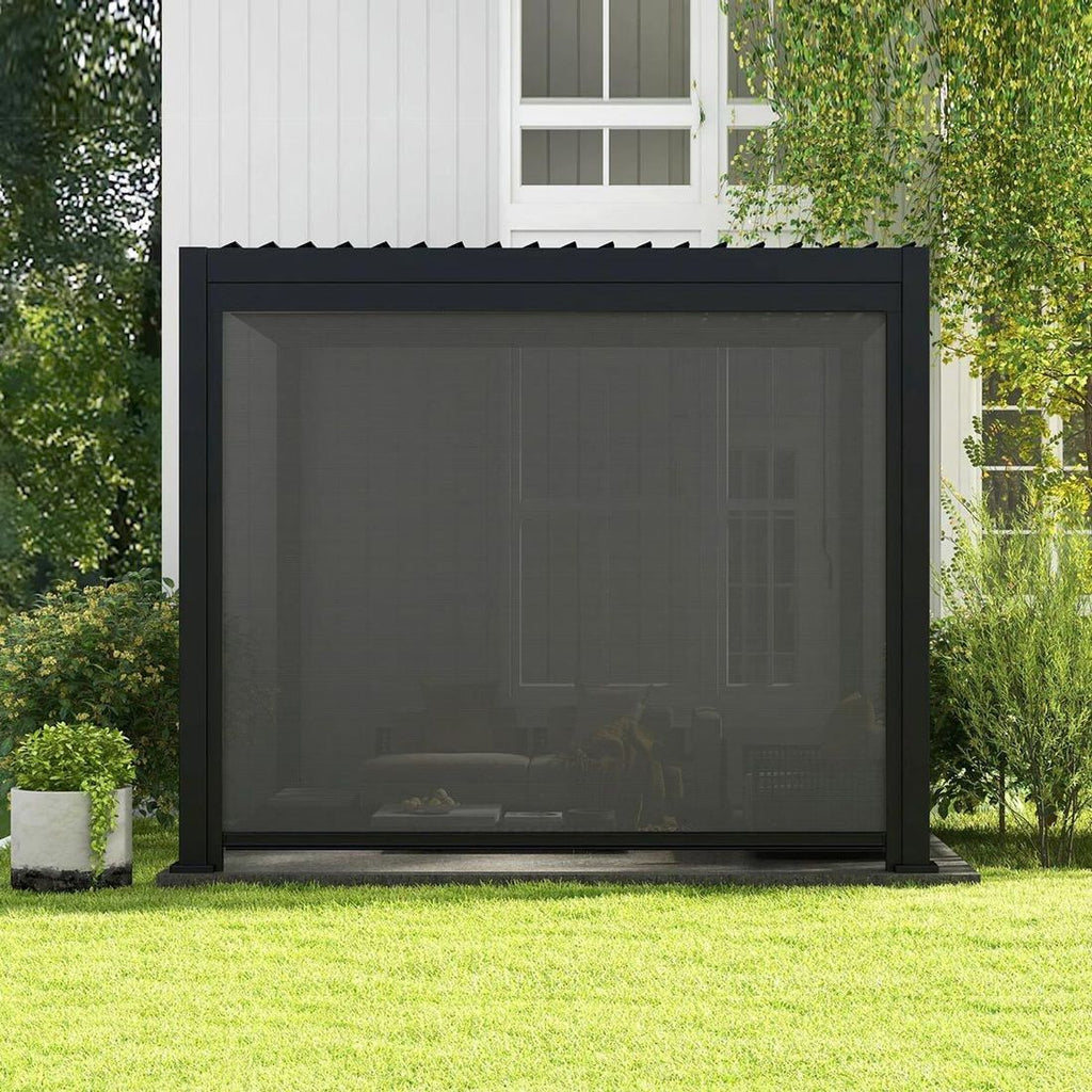 Detalj av pergola siderullegardin 370x236 cm aluminium/textilen