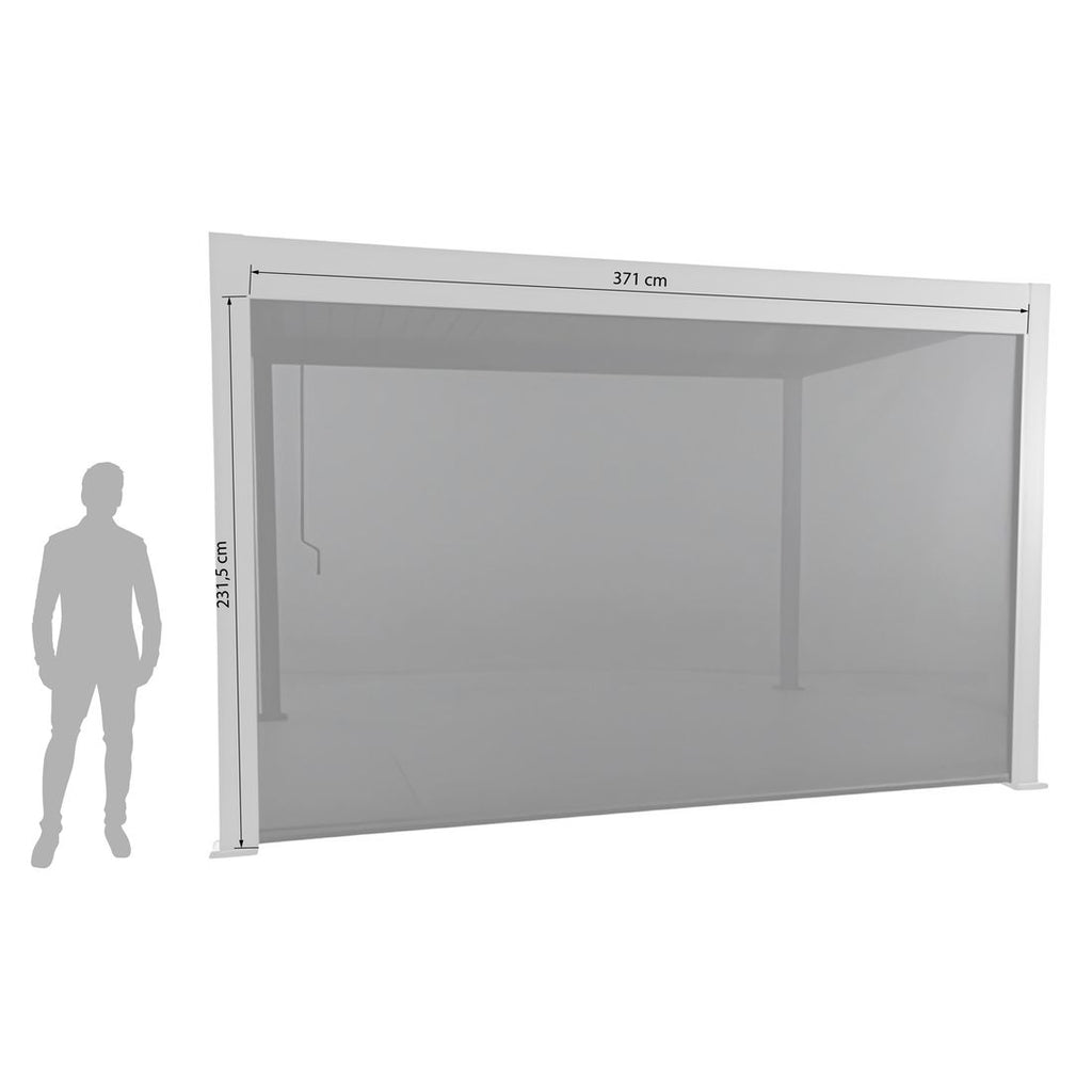 Detalj av stoff og aluminiumsramme på Pergola siderullegardin Lino 370,5x231,5 cm textilen - Creador