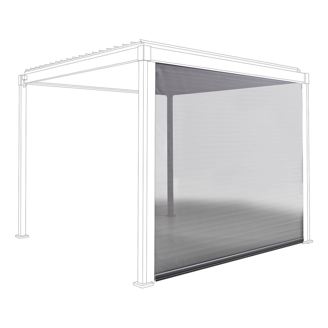 Pergola siderullegardin Solid 300 cm aluminium/textilen forfra