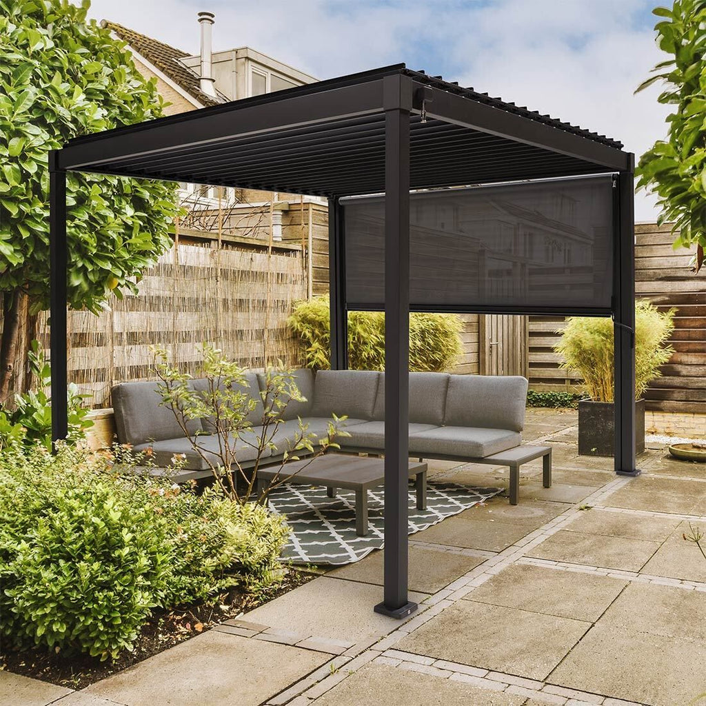 Pergola siderullegardin Solid 300 cm aluminium/textilen bakside
