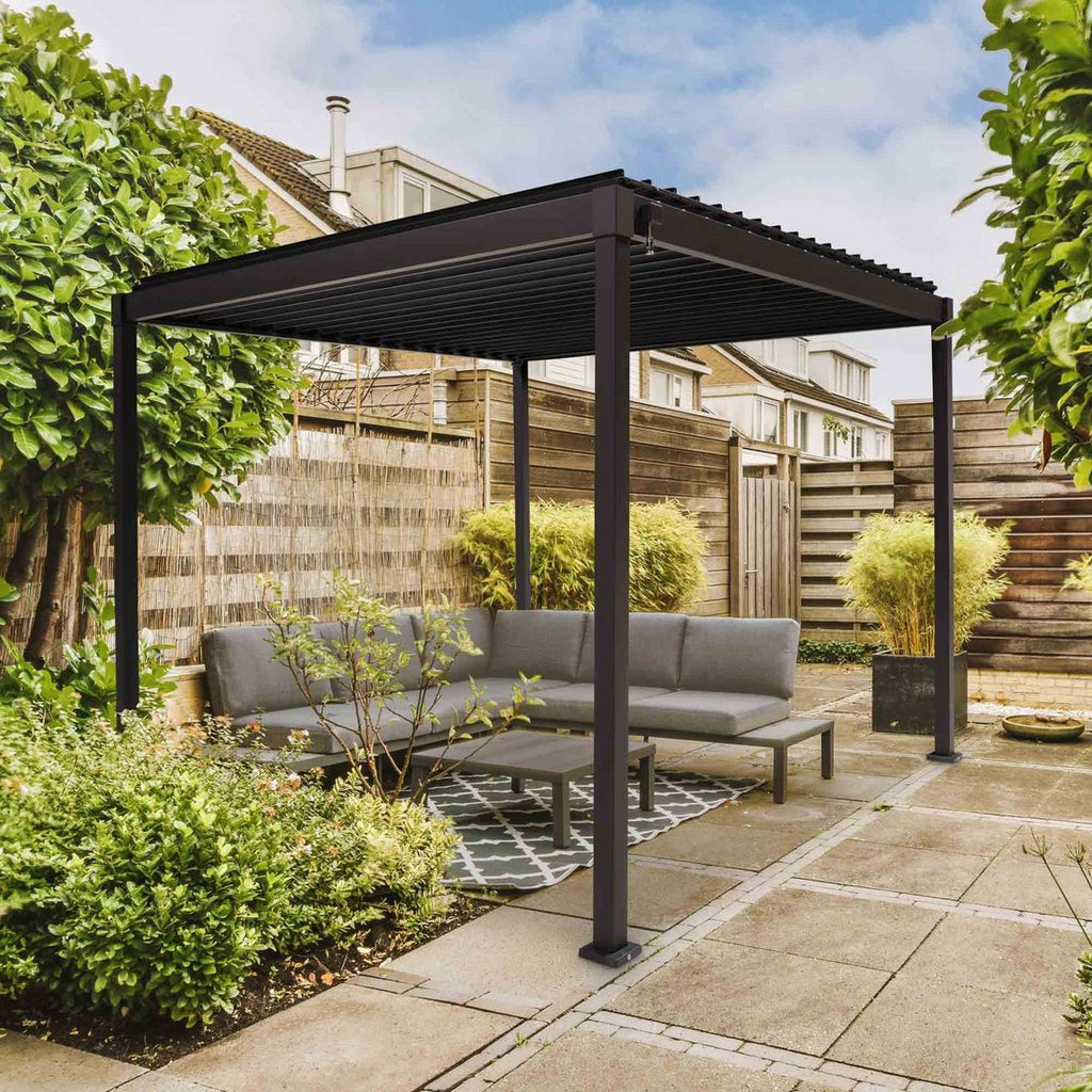 Detalj av lameller på Pergola Solid 300x300x240 cm stål antrasitt