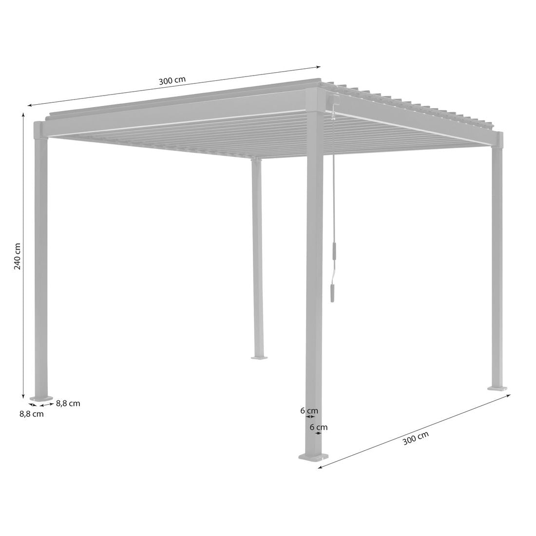 Montert Pergola Solid 300x300x240 cm stål antrasitt i hage