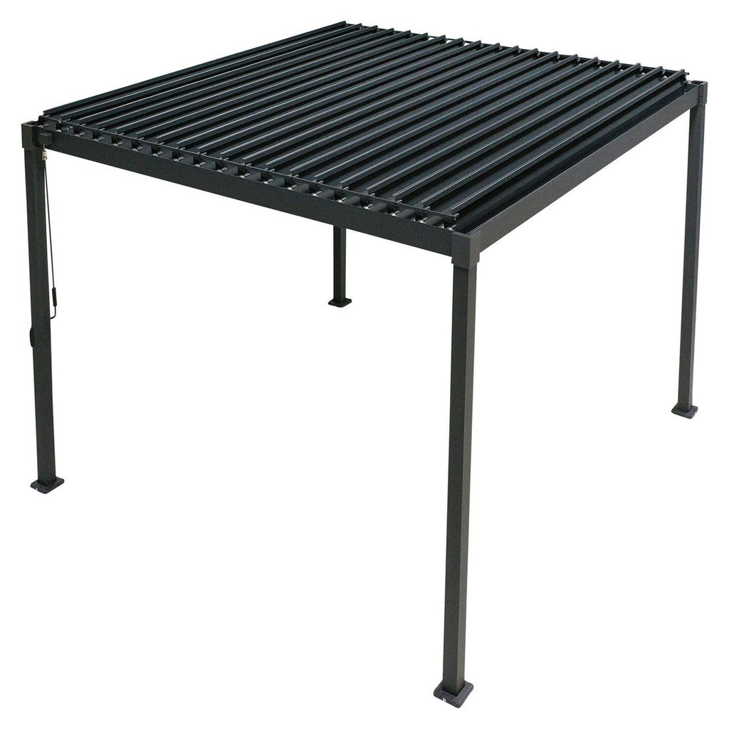 Lameller justert med kurv på Pergola Solid 300x300x240 cm stål antrasitt