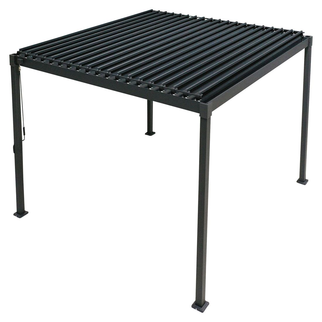 Lameller justert med kurv på Pergola Solid 300x300x240 cm stål antrasitt