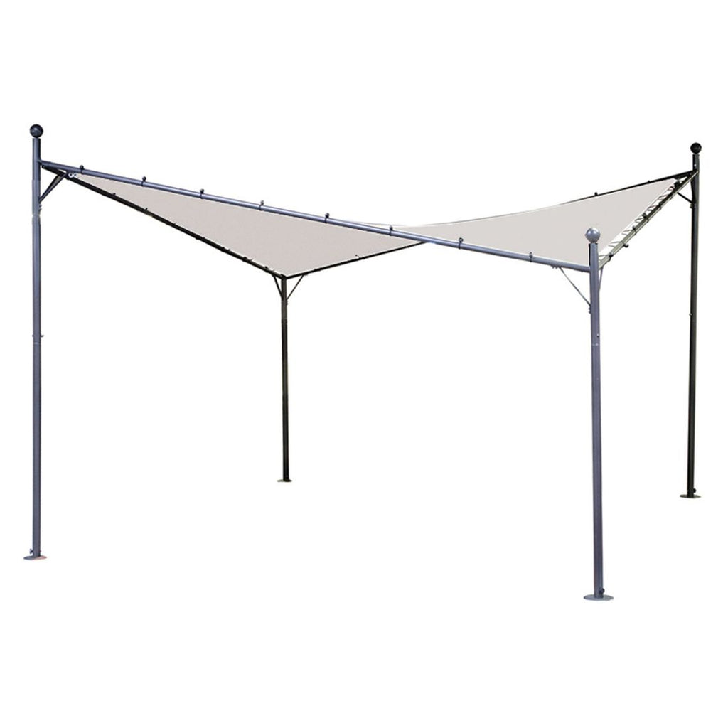 Pergolatak Berlino polyester 300x300 cm lysgrå montert på pergola