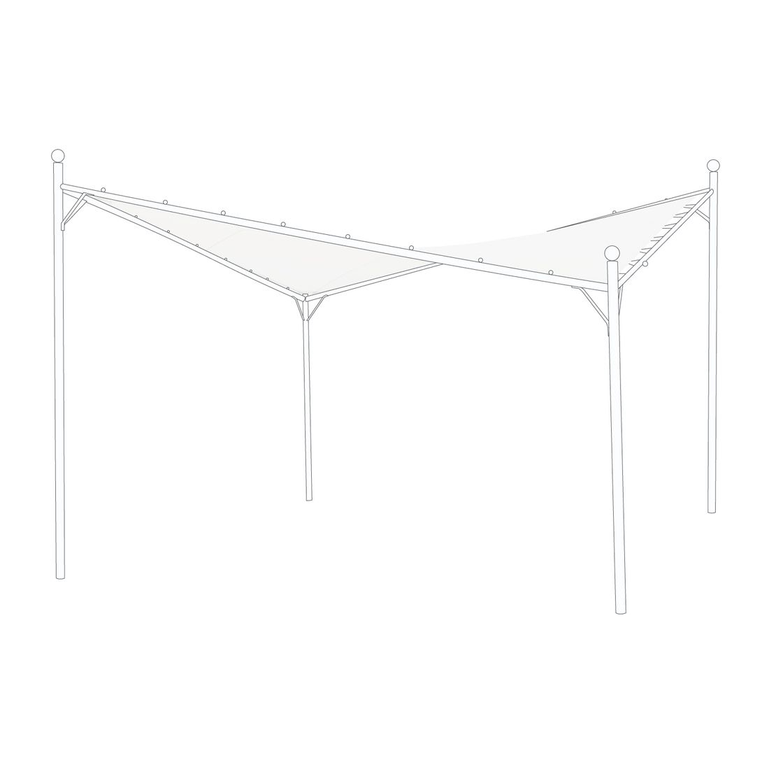 Pergolatak Berlino polyester 400x400 cm hvit for terrasse