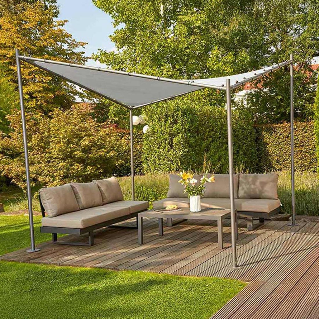 Bakside av Pergolatak Berlino polyester 400x400 cm hvit