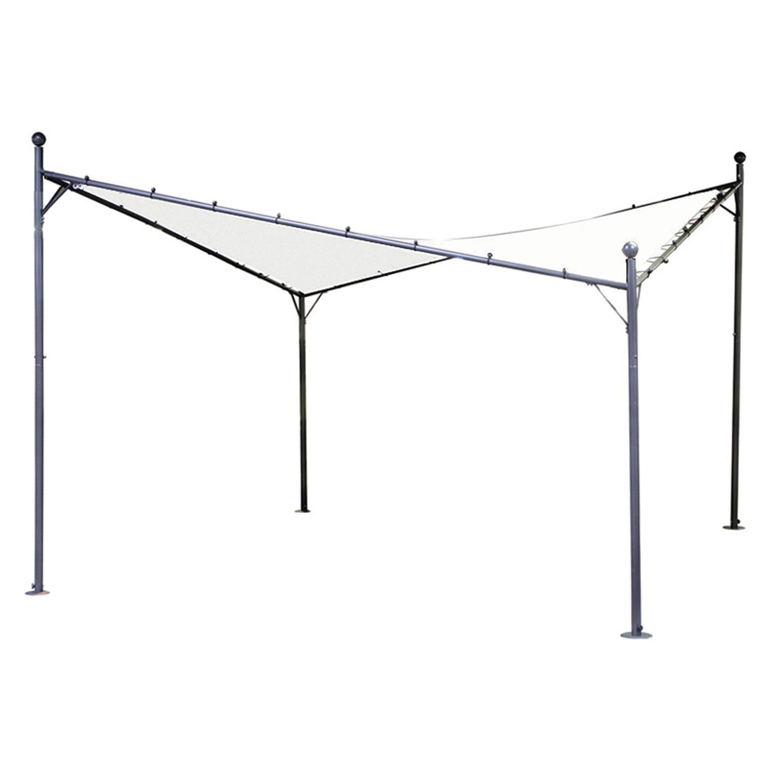 Pergolatak Berlino polyester 400x400 cm hvit montert på pergola