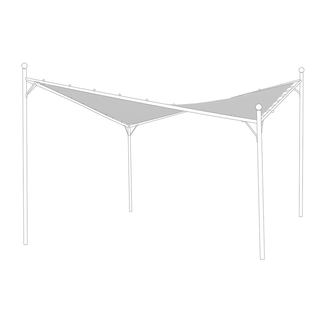 Pergolatak Berlino polyester 400x400 cm lysgrå for terrasse