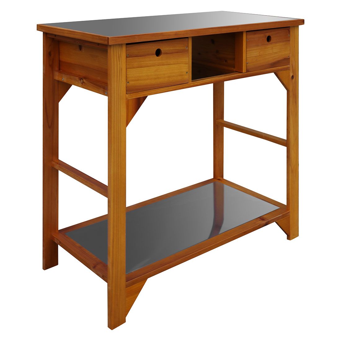 Plantebord med skuffer gran rustfritt stål 110x55 cm OUTLIV forfra