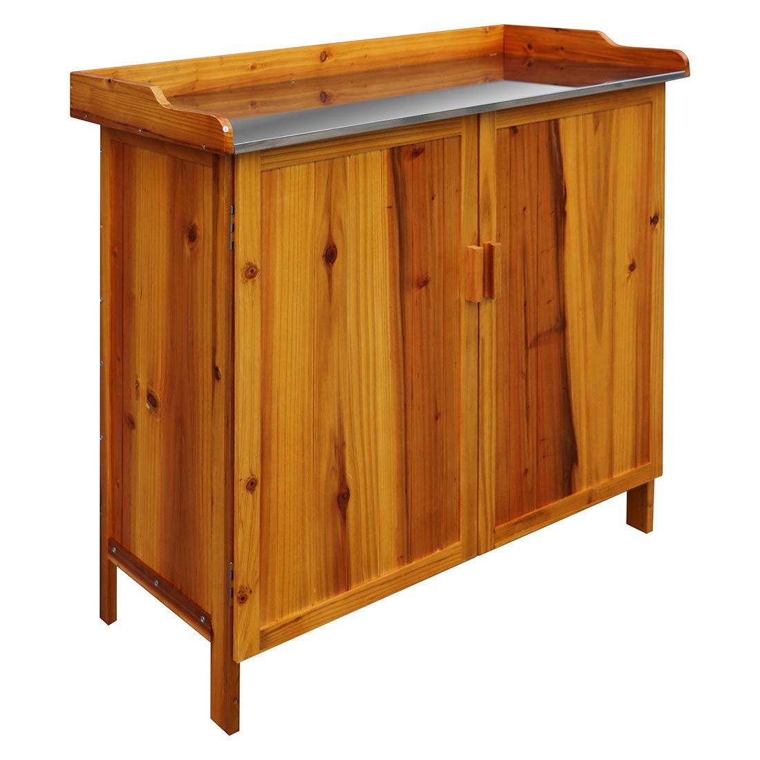 Plantebord med underskap gran rustfritt stål 99x50 cm forfra
