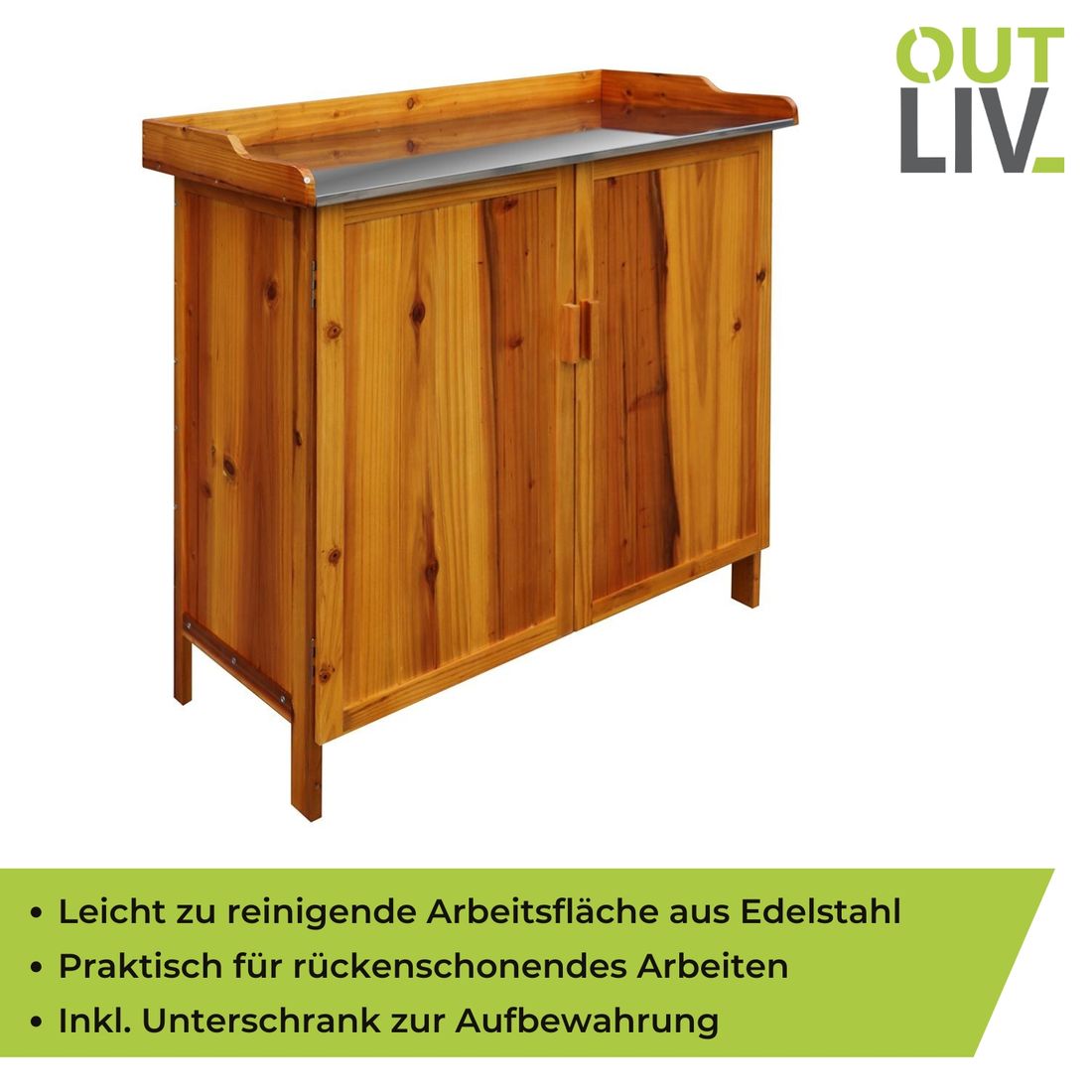 Plantebord med underskap gran rustfritt stål 99x50 cm produktdetaljer
