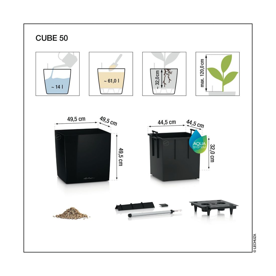 Plantekasse Cube Premium 50 nærbilde av materiale
