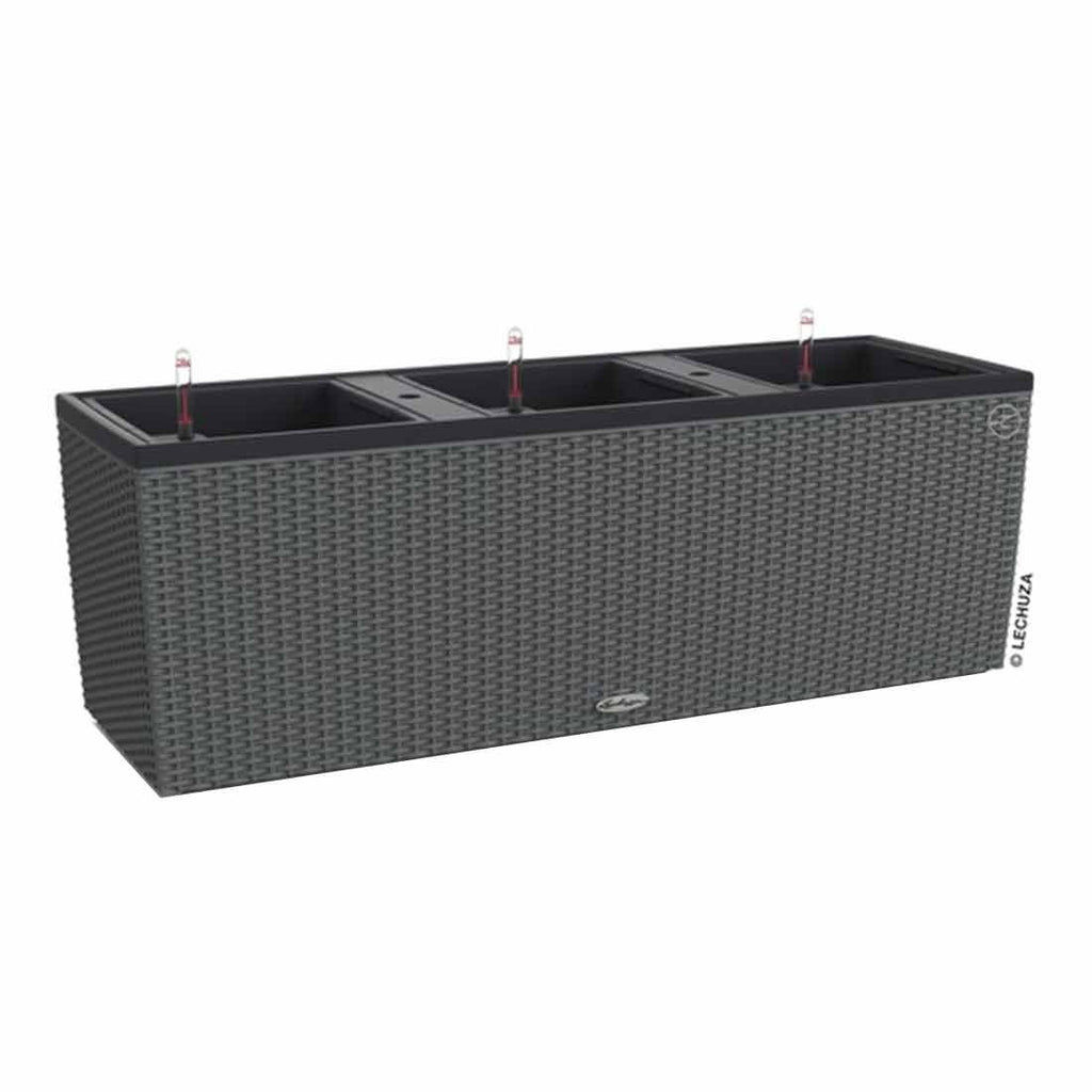 Plantekasse Trio 100x32x34 cm polyrotting granitt bakside