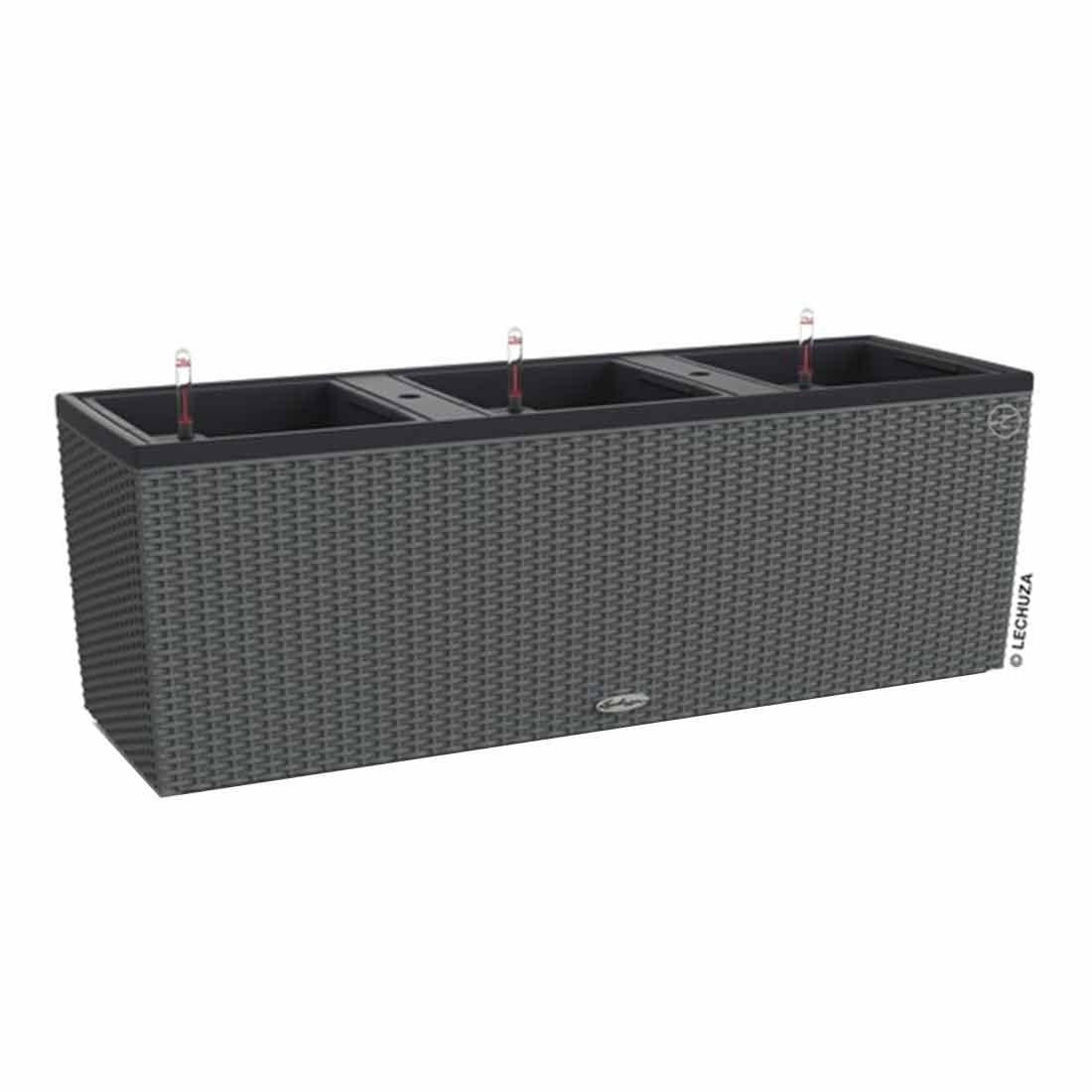 Plantekasse Trio 100x32x34 cm polyrotting granitt bakside