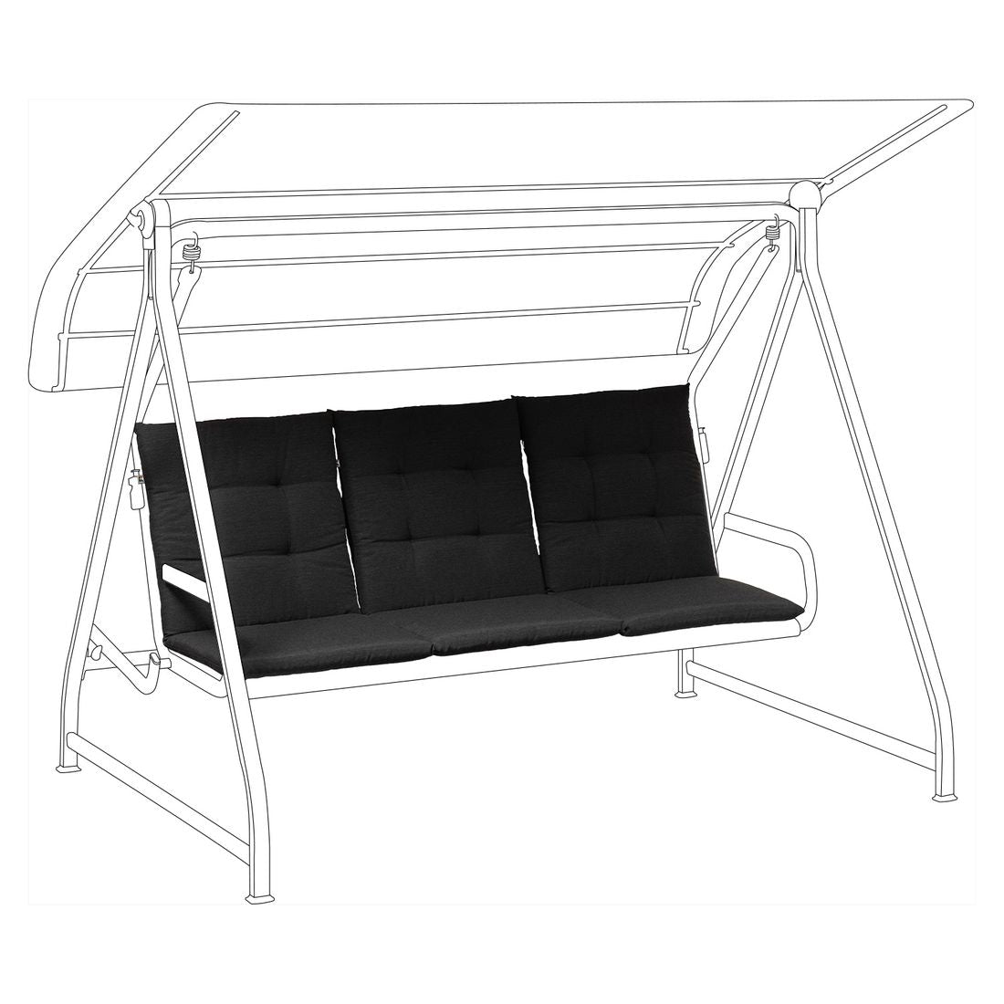 Pute til hagehuske Paradiso 3-delt 114x62 cm charcoal fra Kettler