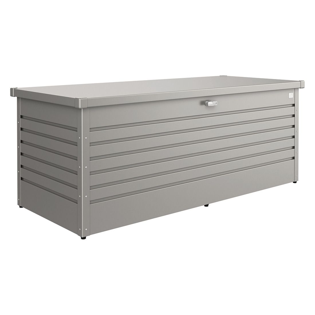Putekiste Freizeitbox metall 181x79 cm - Biohort detalj av soft-close lokk