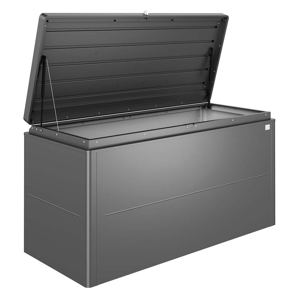 Putekiste Loungebox metall 160x70 cm - Biohort montert på terrasse