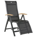 Relax-stol Alice aluminium/textilen med teak-armlener sett forfra