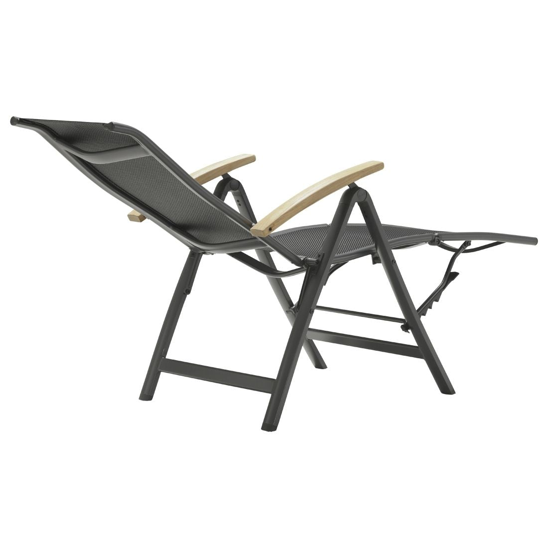 Sideprofil av Relax-stol Alice aluminium/textilen med teak-armlener