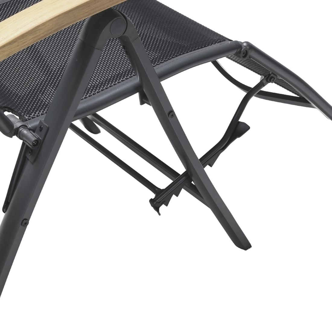 Relax-stol Alice aluminium/textilen med teak-armlener med justerbar ryggstøtte