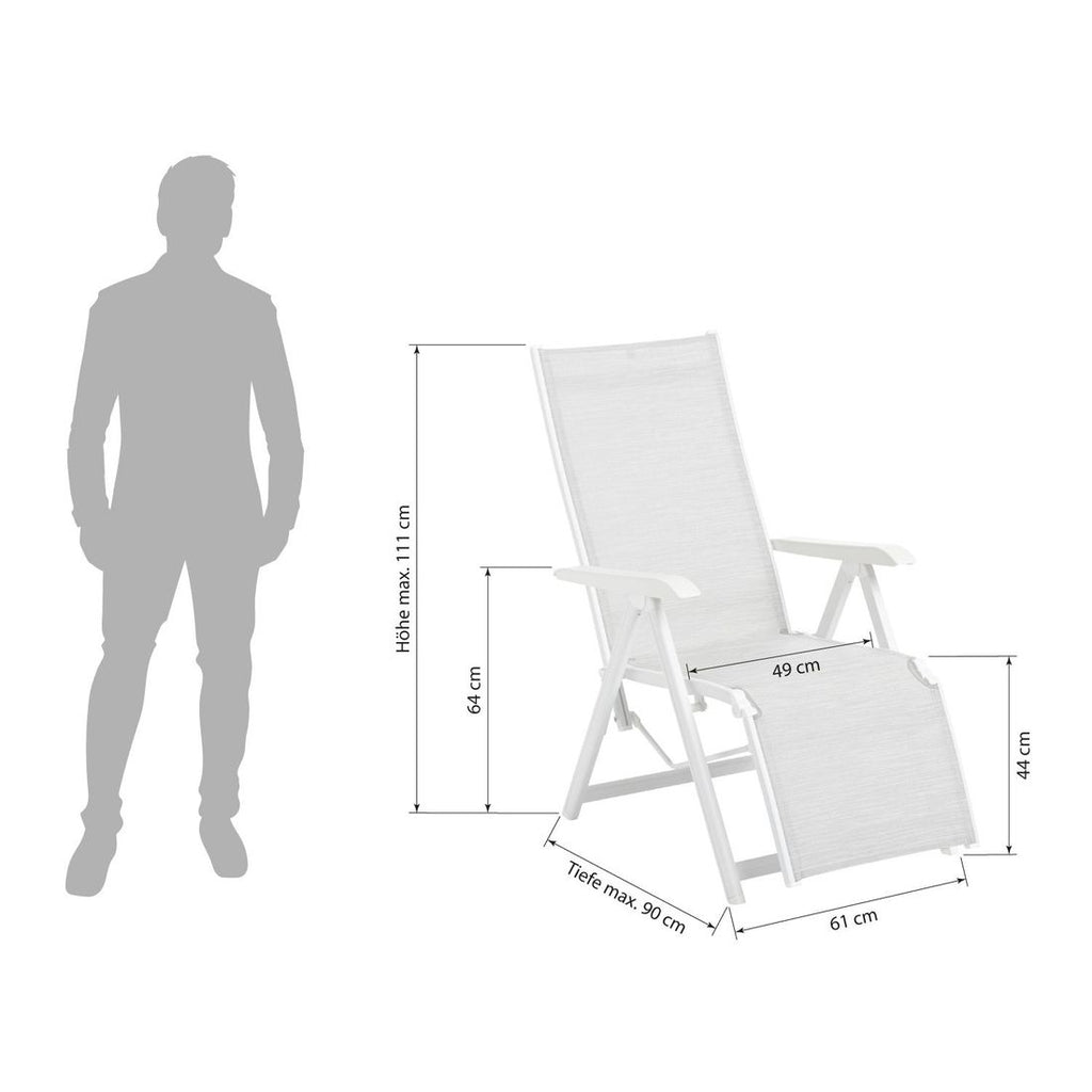 Relax-stol Basic Plus justerbar aluminium/textilen 61 cm montert på terrasse