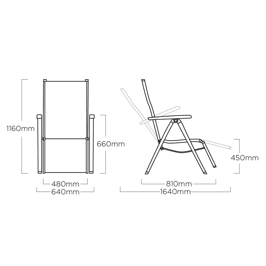 Relax-stol Cirrus aluminium/textilen sammenleggbar - Kettler detalj av ramme