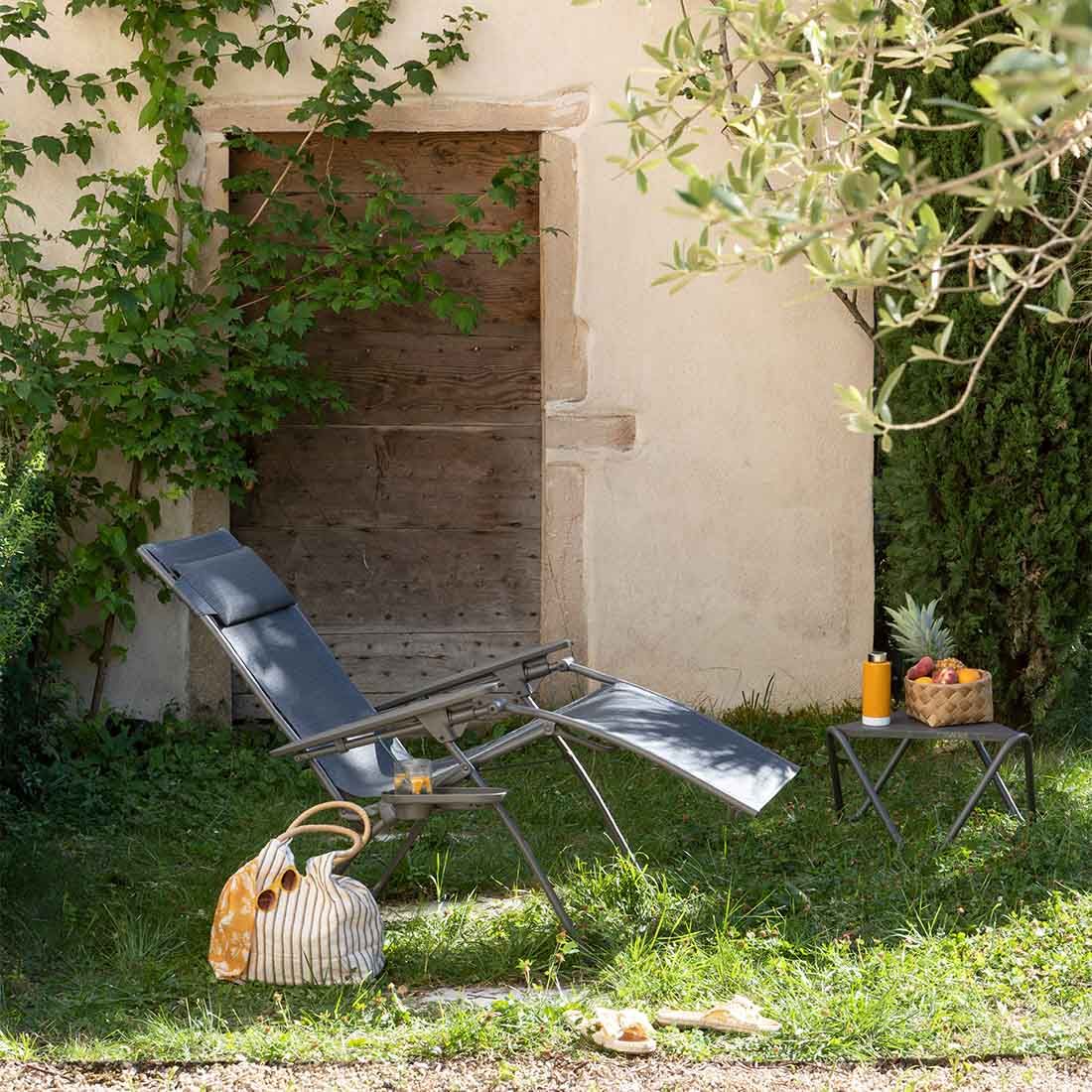 Detalj av Relax-stol Evolution stål/Batyline sammenleggbar 70 cm materiale