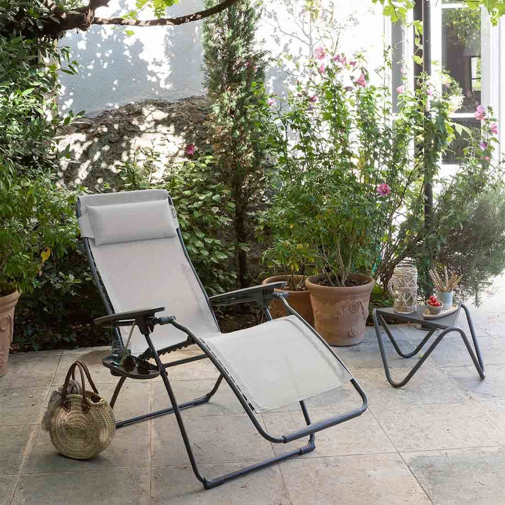 Detalj av stoff på Relax-stol Futura stål/Batyline sammenleggbar 70 cm