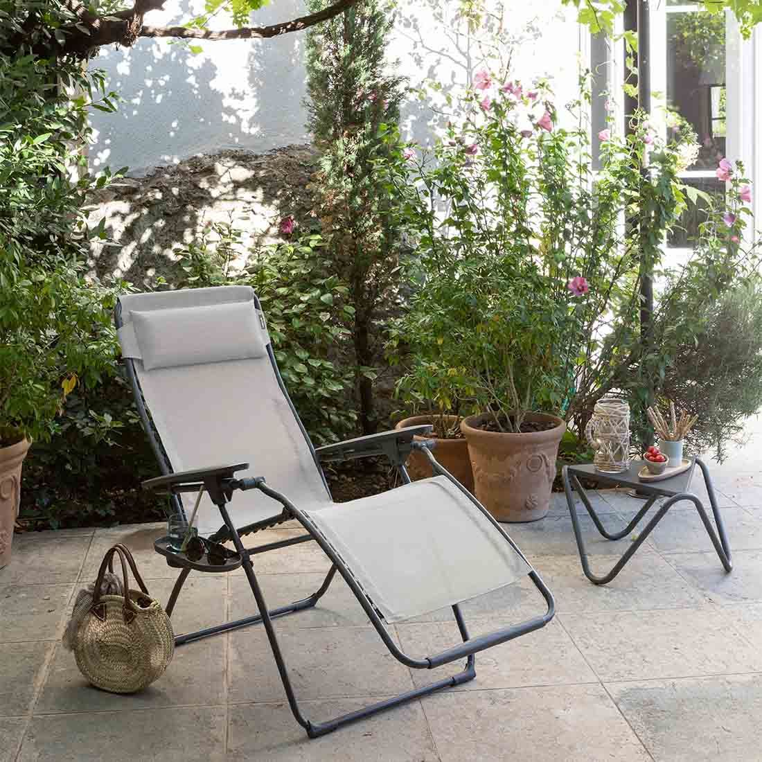 Detalj av stoff på Relax-stol Futura stål/Batyline sammenleggbar 70 cm