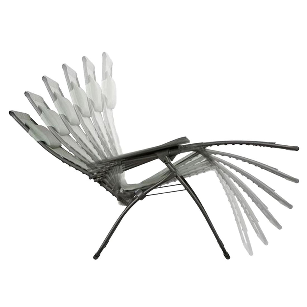 Nærbilde av justerbar relaxfunksjon på Relax-stol Futura stål/BeComfort blå sammenleggbar