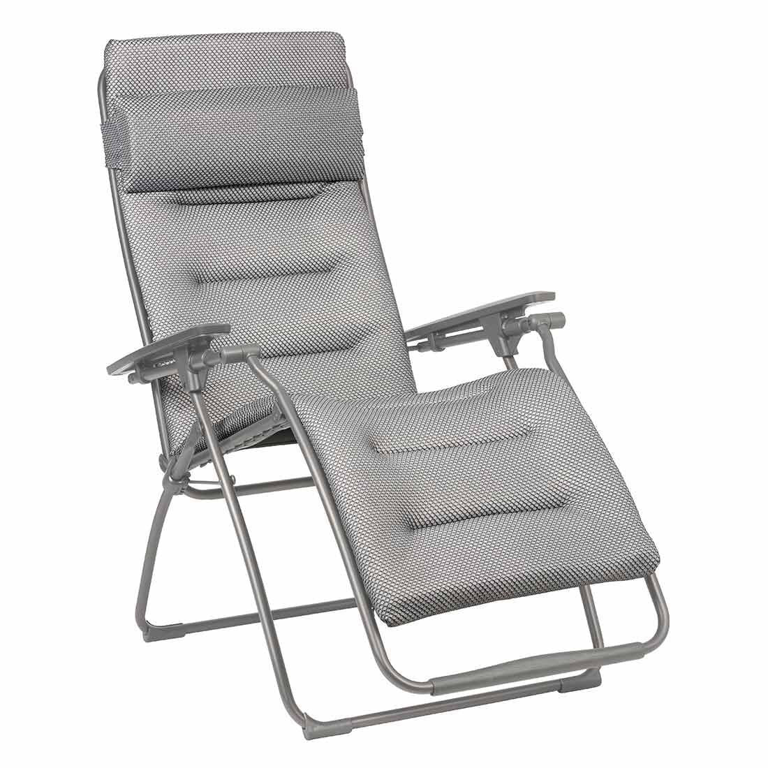Relax-stol Futura stål/BeComfort sølv sammenleggbar detalj av stoff