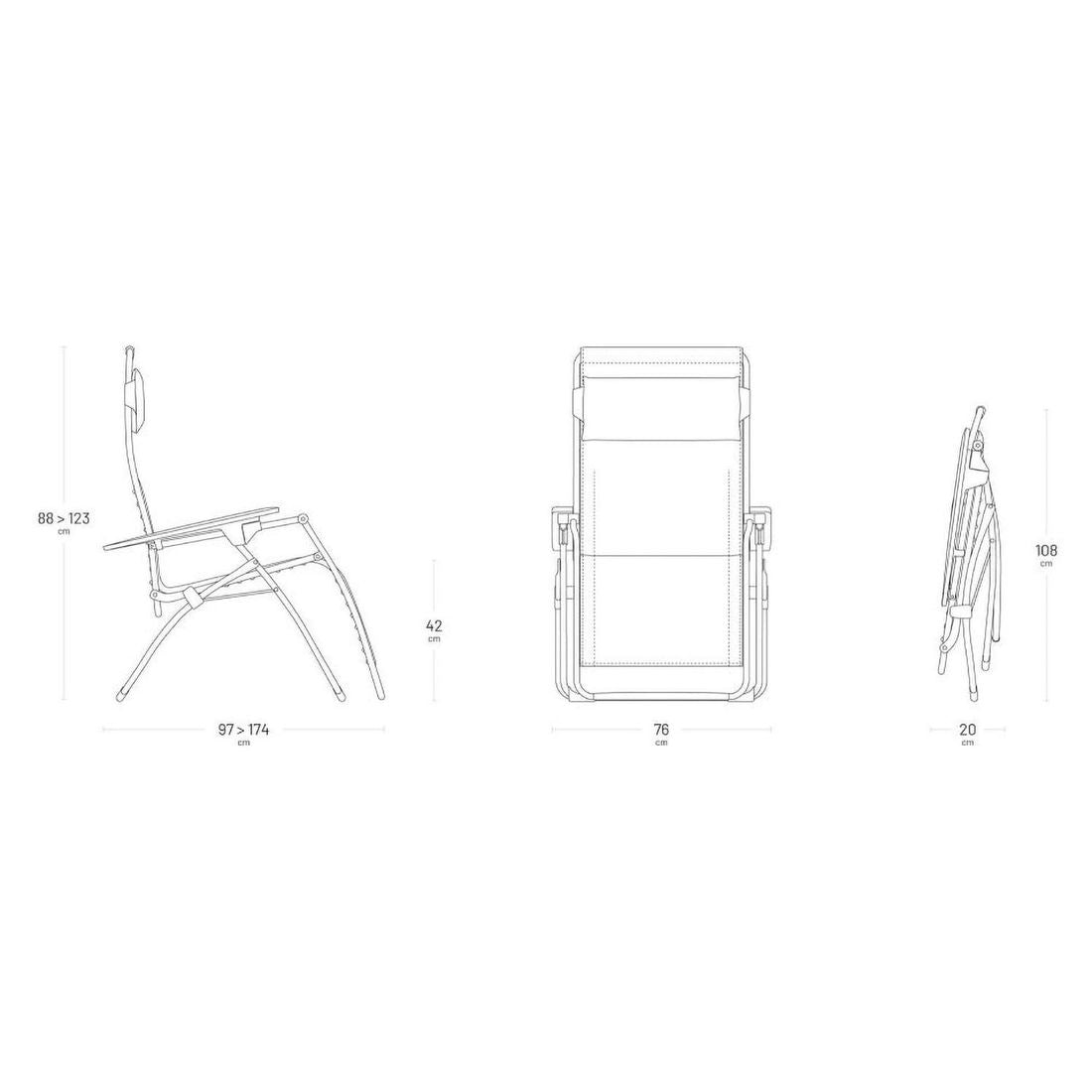 Relax-stol Futura XL stål/Batyline 76 cm - Lafuma