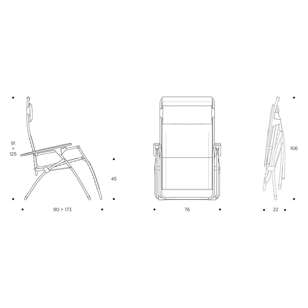 Relax-stol Futura XL stål Batyline Duo 76 cm justerbar ryggstøtte