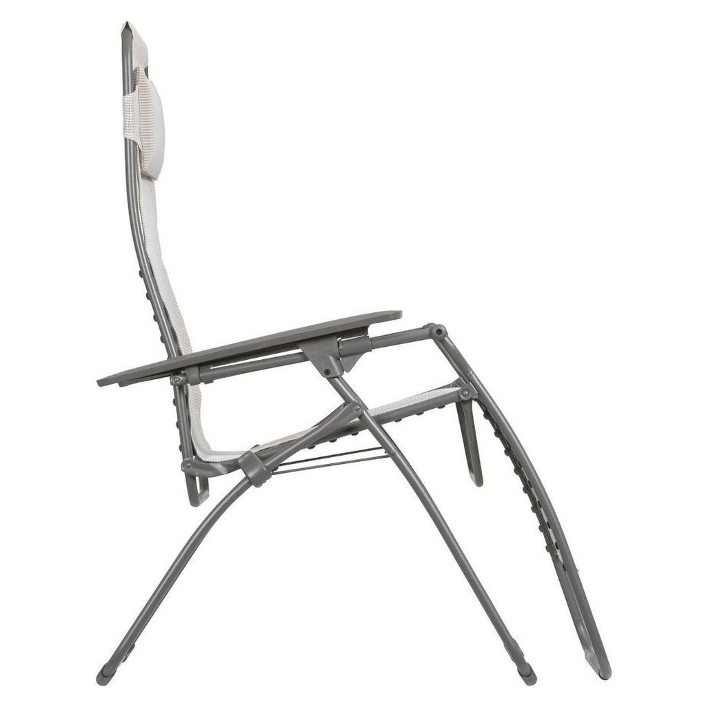 Detalj av stålramme på Relax-stol Futura XL stål/Batyline titane/seigle
