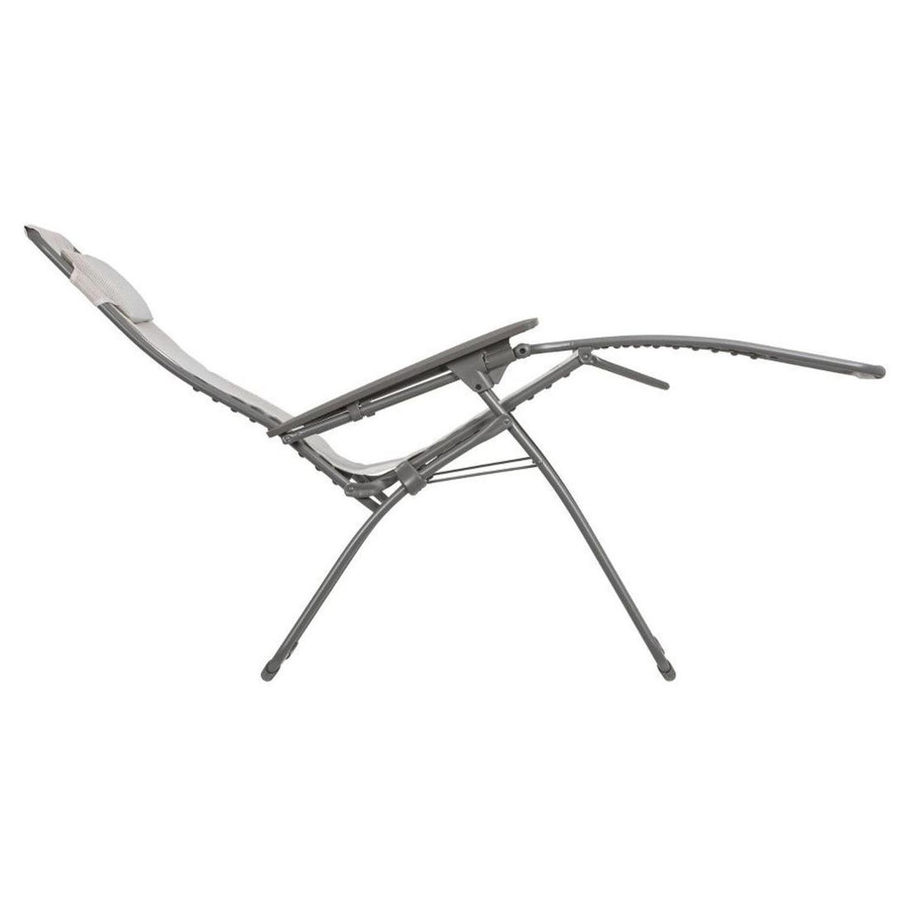 Relax-stol Futura XL stål/Batyline titane/seigle i avslappet posisjon