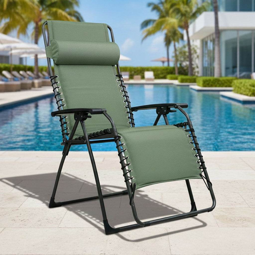 Relax-stol Oasi XL stål/olefin sammenleggbar sett bakfra
