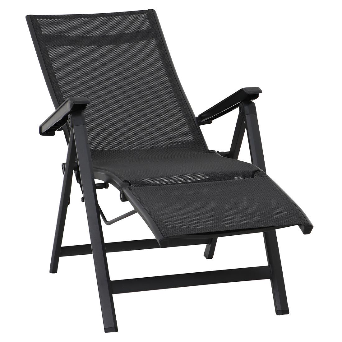Relax-stol Tesoro justerbar aluminium/Ranotex antrasitt bakside