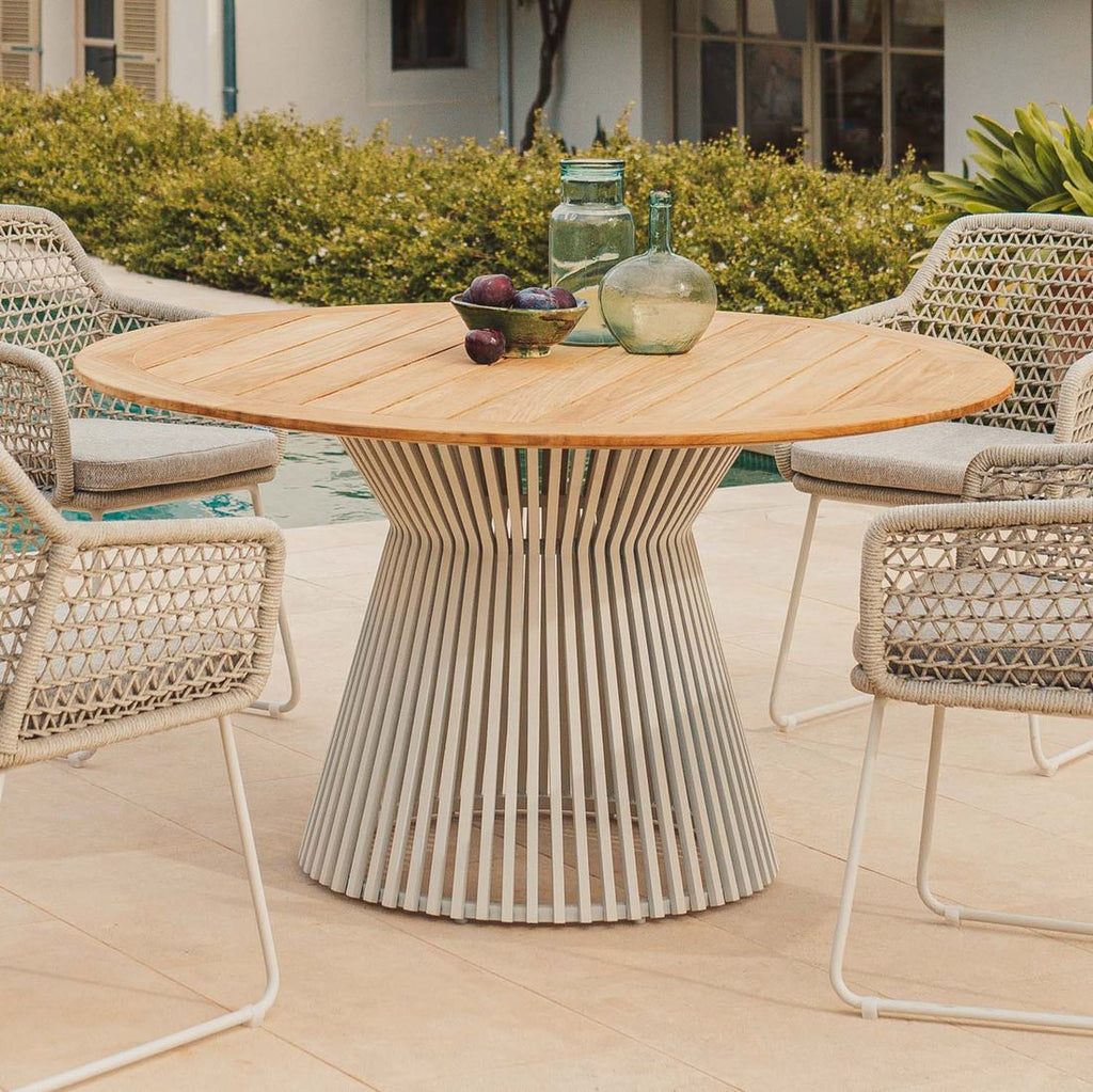 Rundt hagebord Acore aluminium/teak Ø140 cm bakside