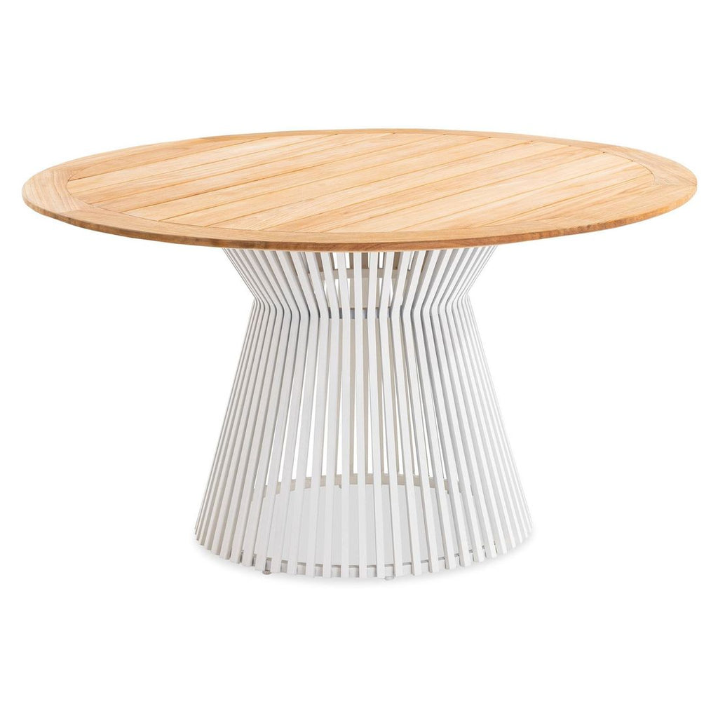 Rundt hagebord Acore aluminium/teak Ø140 cm forfra