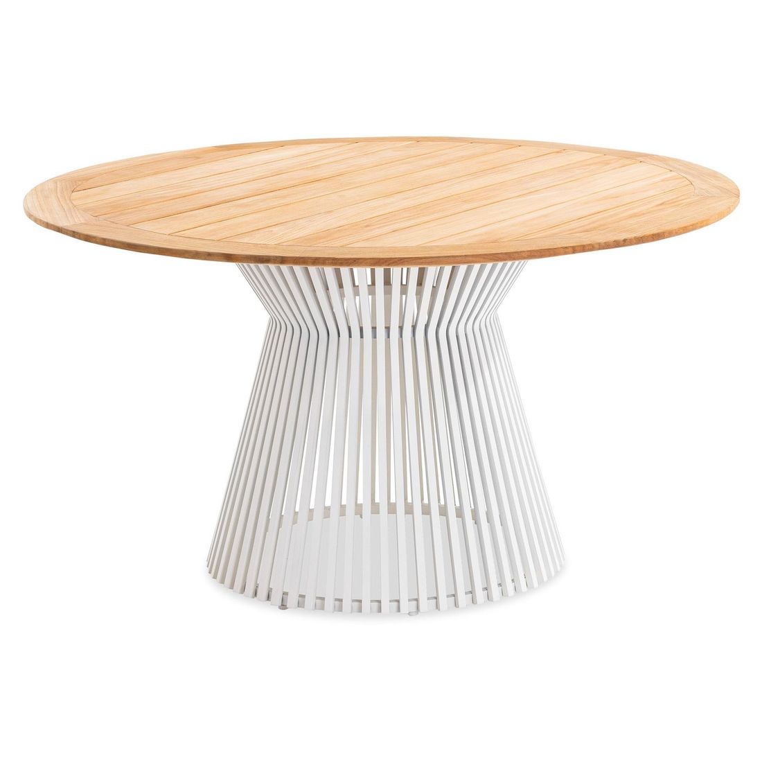 Rundt hagebord Acore aluminium/teak Ø140 cm forfra