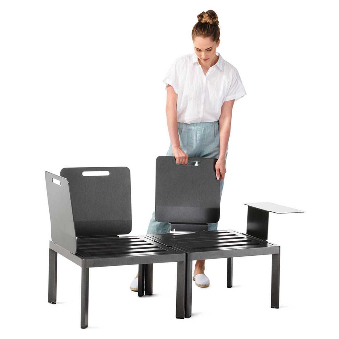 Montert Rygg-/sideelement Lugo aluminium 44x45 cm på terrasse