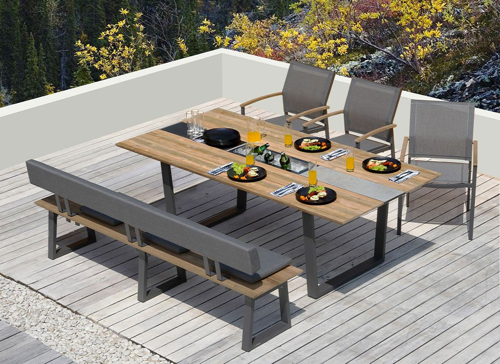 Ryggstøtte Phönix 220 cm rustfritt stål/textil bakside