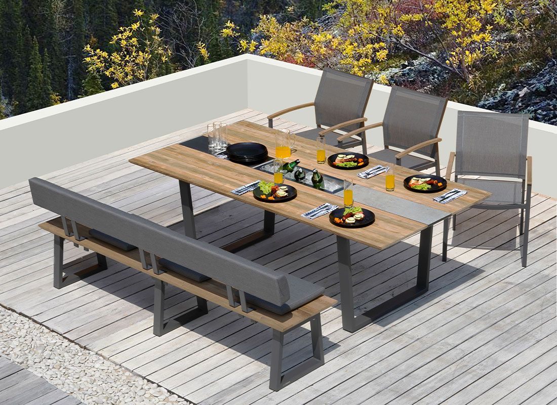Ryggstøtte Phönix 220 cm rustfritt stål/textil bakside