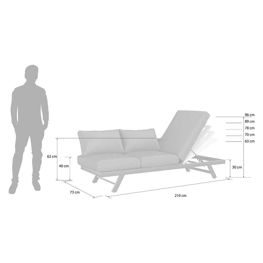 Sammenligning av puter på Hagesofa Atlanta aluminium olefin 210x73 cm