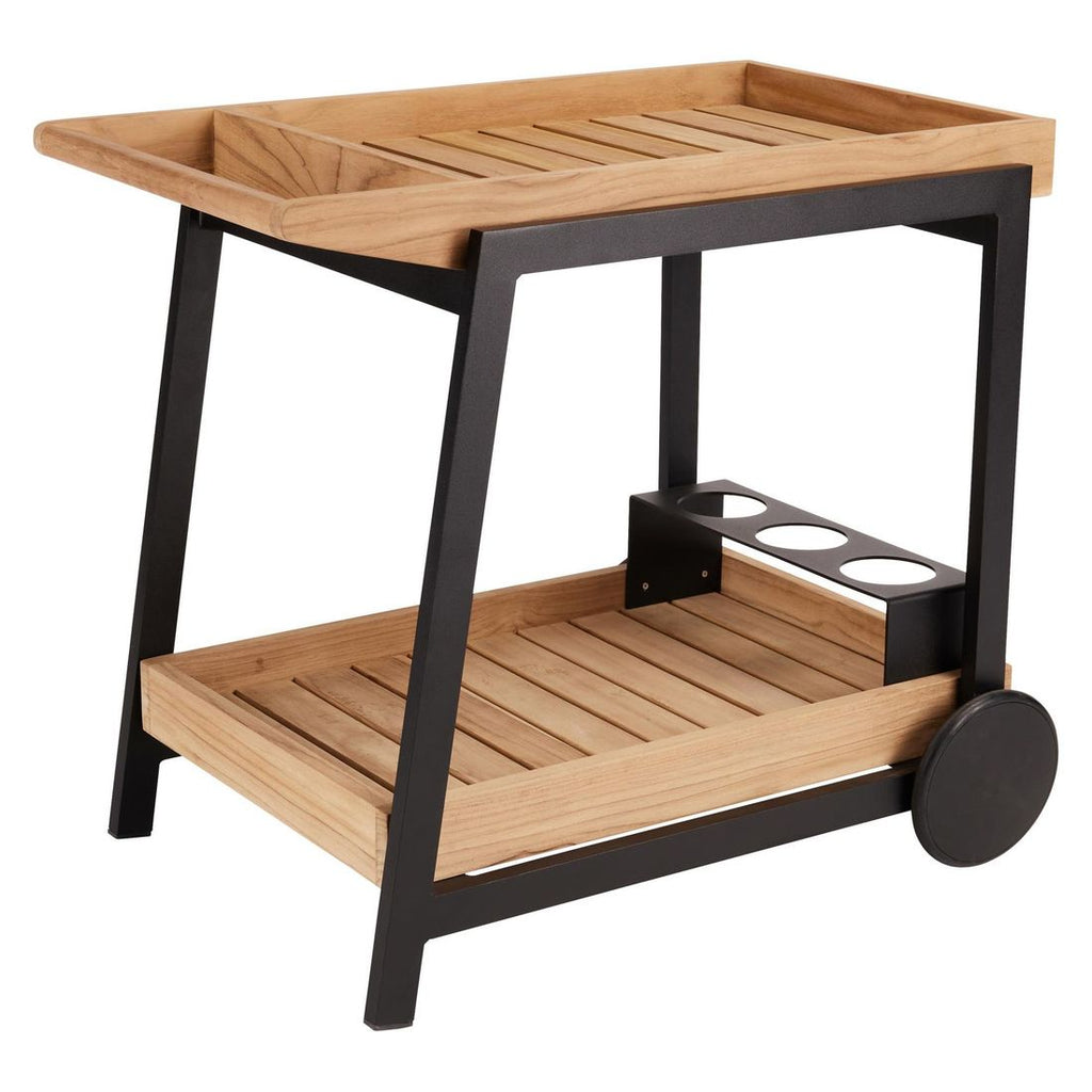 Serveringsvogn Frido aluminium/teak 86x58 cm - Stern forfra
