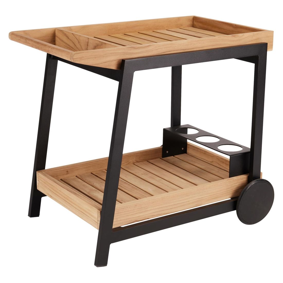 Serveringsvogn Frido aluminium/teak 86x58 cm - Stern forfra