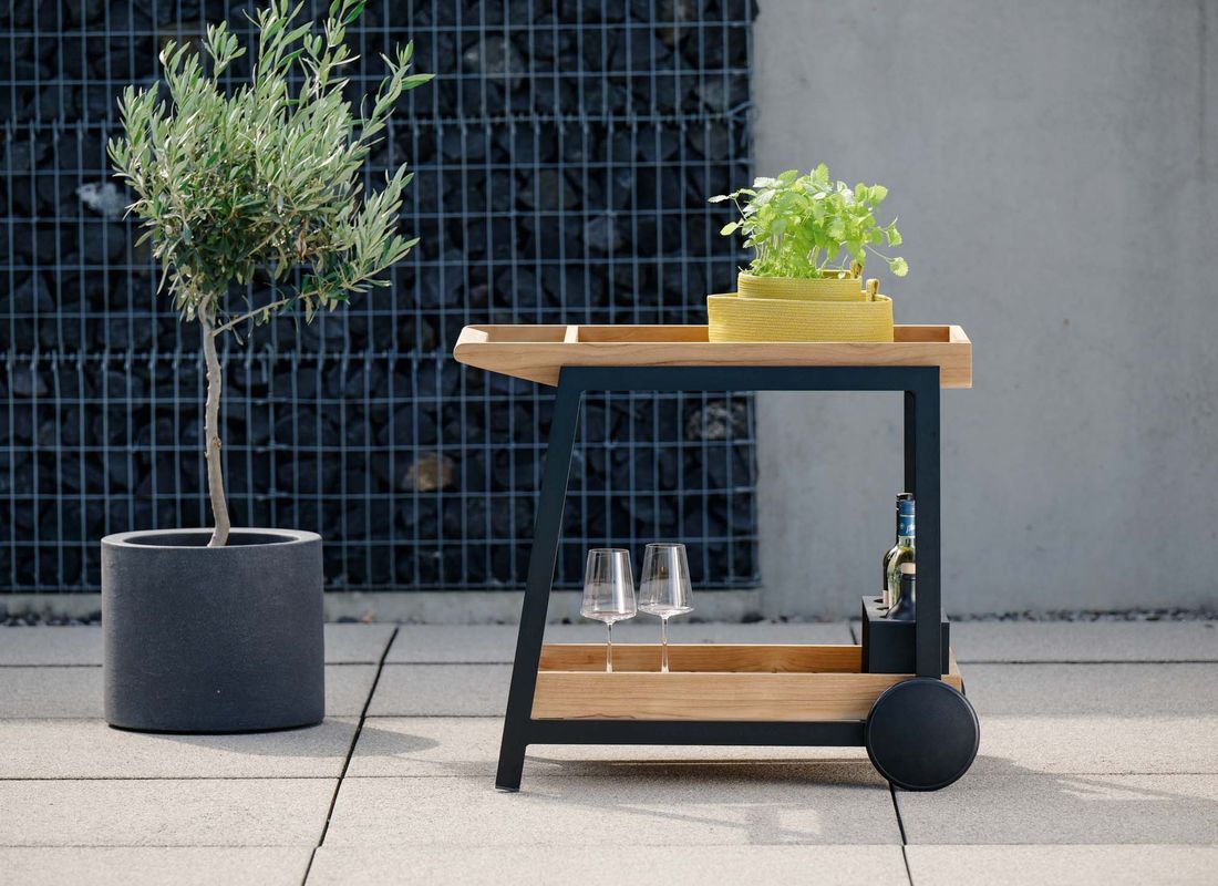 Serveringsvogn Frido aluminium/teak 86x58 cm - Stern bakside